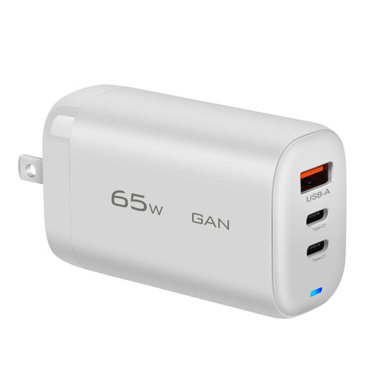 iHausmann 65W Fast Charging PD/QC3.0 GaN Charger — 3-Port USB/Type-C Wall Adapter